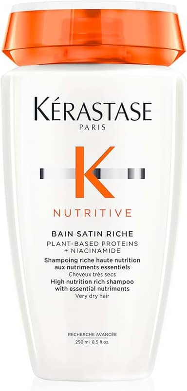 Kérastase Nutritive Bain Satin Riche Shampoo Nutritivo para Cabelos Finos e Médios, Secos e Ressecados, Nutrição Profunda com Ativos Anti-ressecamento 250ml