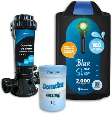 KIT Completo Gerador de Ozônio Blue Star 2000 Para Piscina de até 50.000 Litros