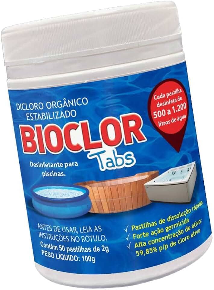 Cloro p/Limpar Piscinas c/ 50 Pastilhas Concentradas - Bioclor Tabs
