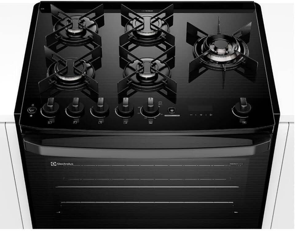Fogão de Embutir 5 bocas Electrolux Preto Experience com Mesa de Vidro, PerfectCook360 e VaporBake (FE5EP) 127 V