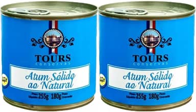 Atum Sólido em lata - Ao Natural (Água) Tours Conservas - 2 Unidades de 255g Cada
