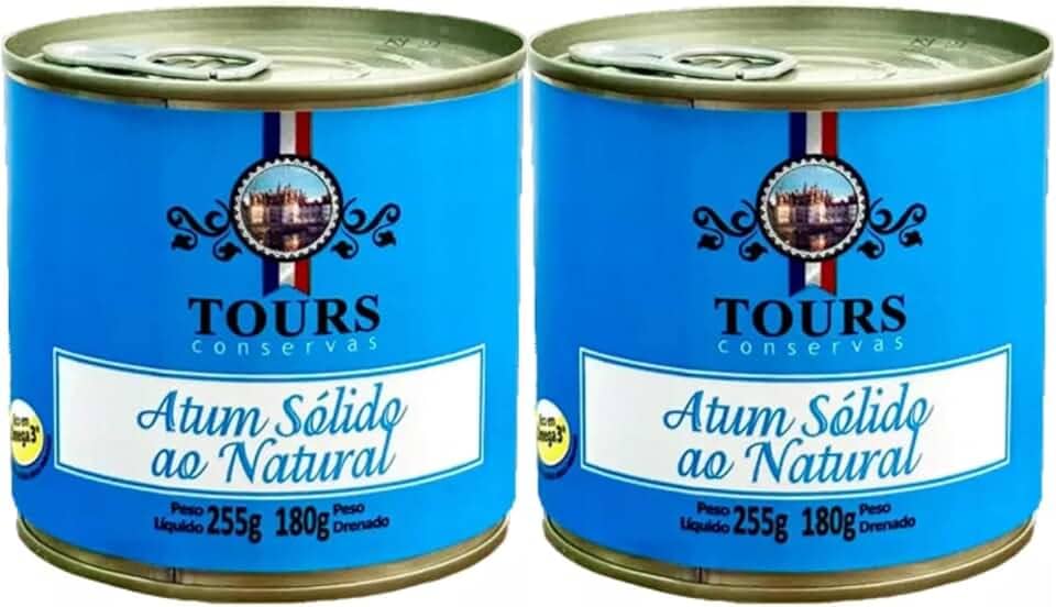 Atum Sólido em lata - Ao Natural (Água) Tours Conservas - 2 Unidades de 255g Cada