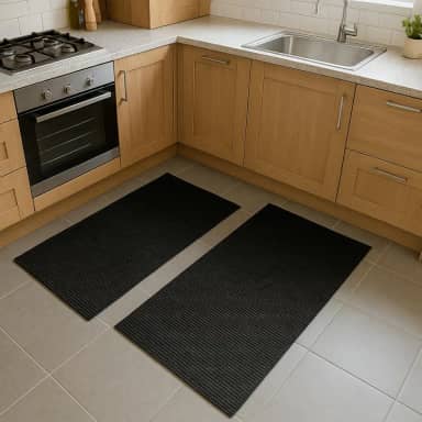 Kit 2 Passadeiras Soft Tapete | Cozinha Quarto Banheiro | Emborrachado Antiderrapante |1M x 0,43cm (Preto)