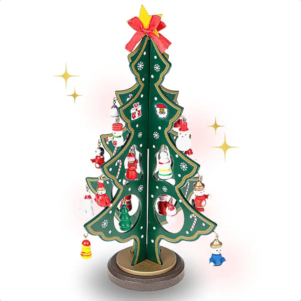 Enfeite Madeira Natalino Mini Arvore De Natal