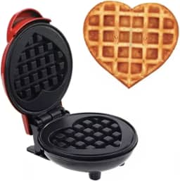 Mini Máquina de Waffles Elétrica 350W - Em formato de Coração - Compacta, Rápida, Antiaderente, Fácil de Limpar, Ideal para Café da Manhã, 110V, Portátil para Uso Doméstico