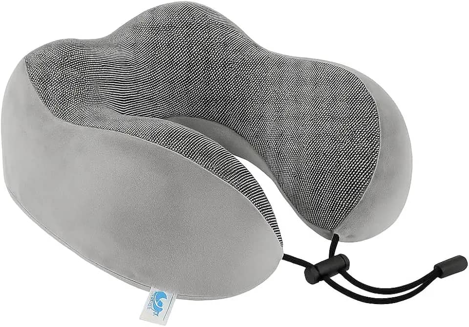 Travesseiro de Pescoço Formato U para Viagem Avião Carro Ônibus Almofada Ortopédica Ergonômica com Espuma Viscoelástica para Cervical, Cabeça e Pescoco Adulto - NRSHOP (Cinza)