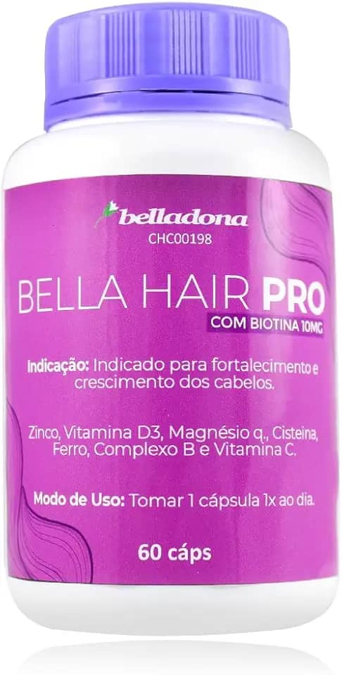Belladona Hair Pro 60 cápsulas - com Biotina 10mg