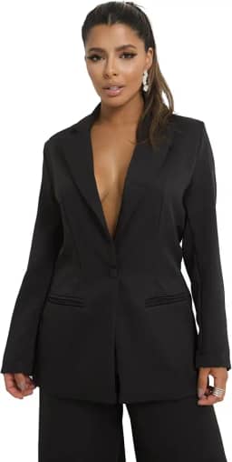 Blazer Feminino Alfaiataria Alongado Social Terninho