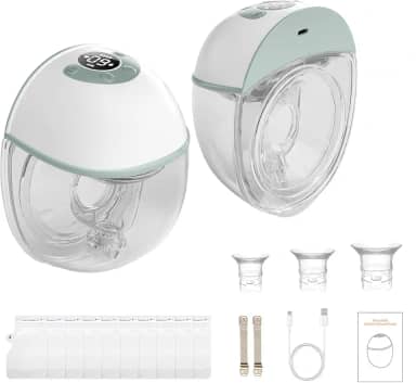 bomba de leite oculta sem as mãos(uma), Bomba de tirar leite elétrica vestível, 3 modos e 9 ajustes de marcha, design sem BPA e à prova de vazamentos, Quatro tamanhos de flange de 17 a 24 mm