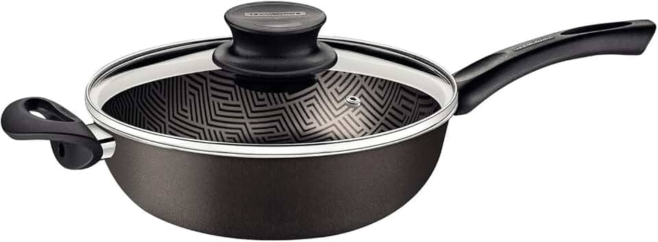 Fritadeira Multiuso Tramontina Paris em Alumínio com Revestimento Interno e Externo em Antiaderente Starflon Max Chumbo com Tampa de Vidro 24 cm 2,8 L