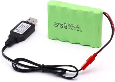 Bateria recarregável Ni-MH Ni-MH 2400mAh 6V para carro RC caminhão de brinquedo elétrico SUV 4X4 construção dumper controle remoto AA bateria com cabo de carregamento USB (conector JST)