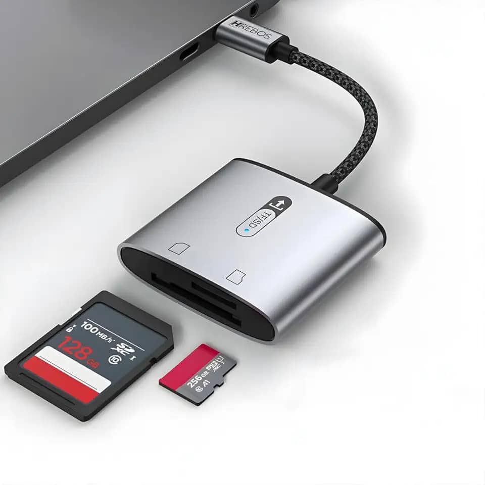 Leitor De Cartão Sd e Micro Sd Com Conector Usb-C 3.0 Adaptador Otg De Alumínio Em Alta Velocidade Para Notebook Celular Tablet E Câmeras Acessório Profissional Para Fotografia E Vídeo
