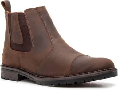 Bota Masculina Chelsea Couro Legitimo Casual Conforto Macio Café