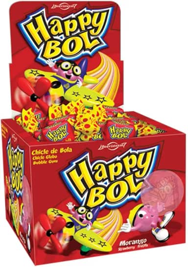 Chicle Happy Bol Morango Florestal 140G