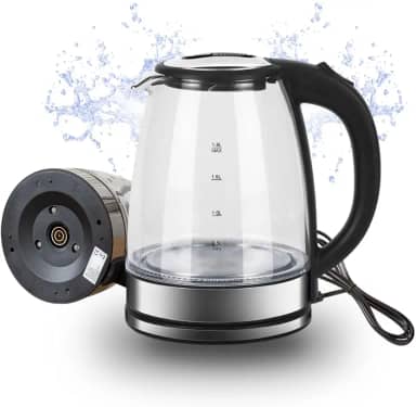 Chaleira Eletrica de Vidro 110v Potência 1200W Capacidade 1,8L Desligamento Automático Efeito de Luz Interno - Qualidade Premium Ezc® (110v)