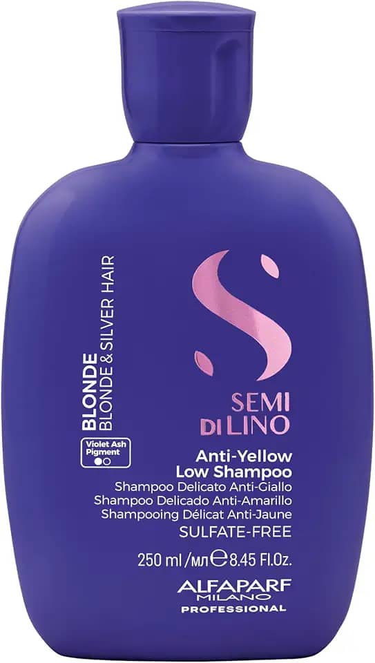 Alfaparf Milano Semi di Lino Blonde Shampoo – Para cabelos loiros, grisalhos, naturais e descoloridos – Neutraliza indesejáveis reflexos amarelos – Mais vigor e hidratação - Sem Sulfato – Qualidade profissional de salão 250ml