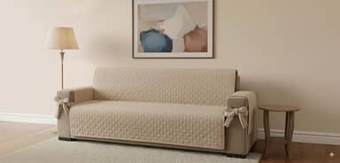 Capa Protetora para Sofá 3 Lugares Padrão | Ajustável e Lavável | Proteção Contra Sujeira, Manchas, Pets e Crianças | Diversas Cores para Decoração da Sala (Bege)