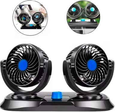 Ventilador Automotivo 12V Carro Caminhão Van Ventilação Ar Condicionado Interno Liga Ventila Portátil Sistema Suporte 2 Níveis Velocidade Duplo Universal Potente Veicular Aparelho