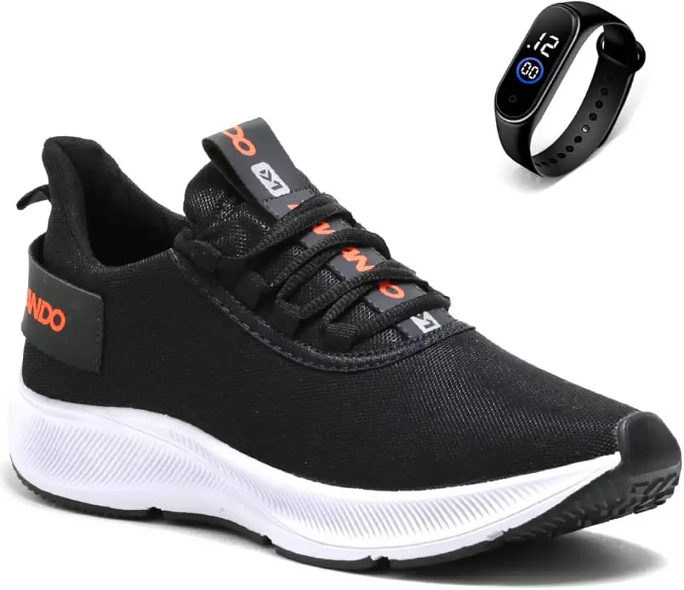 Tenis Masculino Academia Corrida Treino Esportivo Caminhada Confortavel e Leve + Relógio Digital