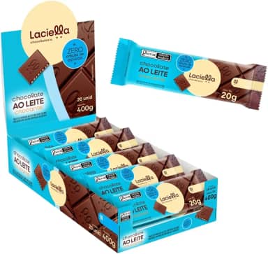 Kit com 20 Tabletes de Chocolate ao Leite Crocante Zero Açúcar de 20g cada - Laciella