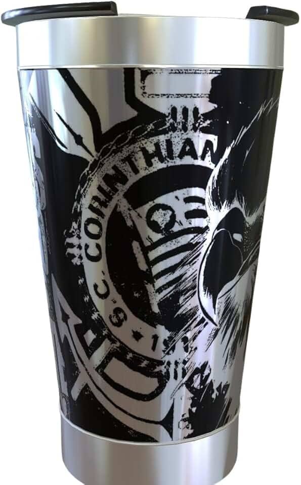 COPO TERMICO COM TAMPA PRETO CORINTHIAS 473ML