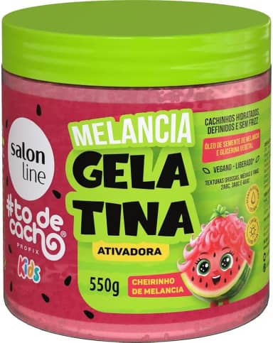 Salon Line, Gelatina Ativadora, #TodeCacho Kids, Melancia, Vegano - Para Cabelos Ondulados, Cacheados e Crespos, 550g