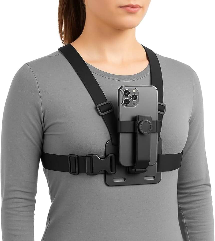 Suporte Peitoral Ajustável para Celular e GoPro - Colete 360° para Filmagens, Esportes e Aventuras