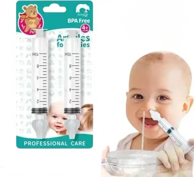 Aspirador Nasal Infantil com Ponta de Silicone, Seringa Lavadora para Bebês, Kit de Limpeza Nasal