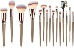 Kit de Pincéis de Maquiagem 15 Peças - Cerdas Sintéticas Macias - Completo para Todos os Tipos de Make (Ouro rosa)