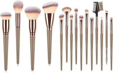 Kit de Pincéis de Maquiagem 15 Peças - Cerdas Sintéticas Macias - Completo para Todos os Tipos de Make
