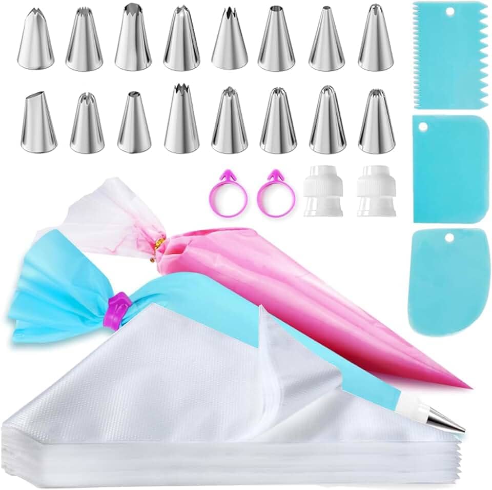 Conjunto de Sacos de Confeitar 16 Bicos de Confeitar Diferentes, Kit Confeiteiro, Adequado para Iniciantes em Decoração de Bolos, Cupcakes, Doces