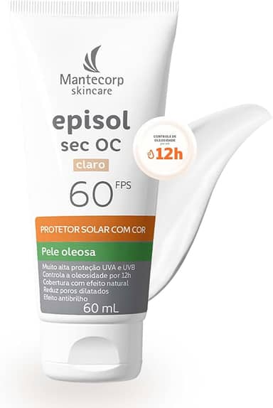 Protetor Solar Facial Episol Sec Oc Fps 60 - Tom Claro - 60ml - Para Peles Mistas a Oleosas - Acabamento Matte - Mantecorp