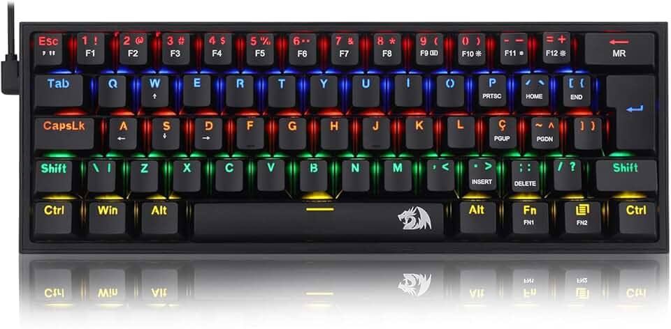 Teclado Mecanico Gamer Fizz Rainbow Preto Switch Marrom
