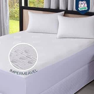 Protetor Impermeável para Colchão Premium - SUPER SILENCIOSO - Tecido Jacquard - 100% Impermeável Estilo Americano - Lateral em Malha - (Casal, Branco)