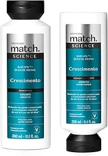 Kit O Boticário Match Science Crescimento: Shampoo e Condicionador em Combo - Kit Fortificante e Antiqueda para Crescimento Rápido e Saudável