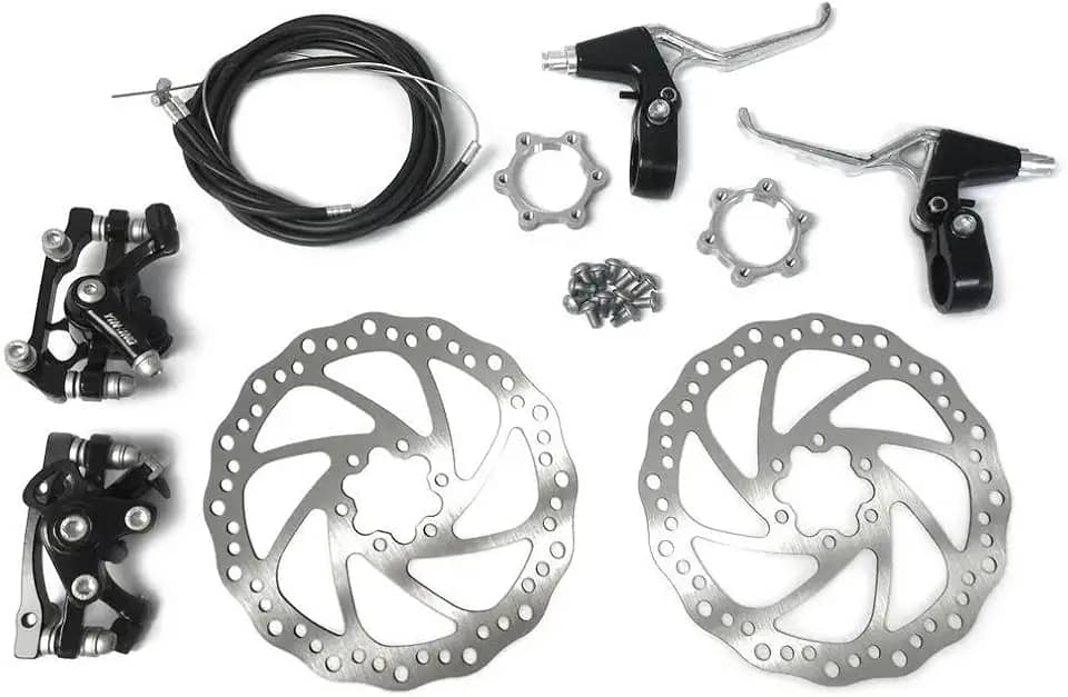 BlueSunshine Kit de freio de disco dianteiro e traseiro – 160 mm para bicicleta motorizada a gás 80cc – Distância do orifício rosqueado de 48 mm