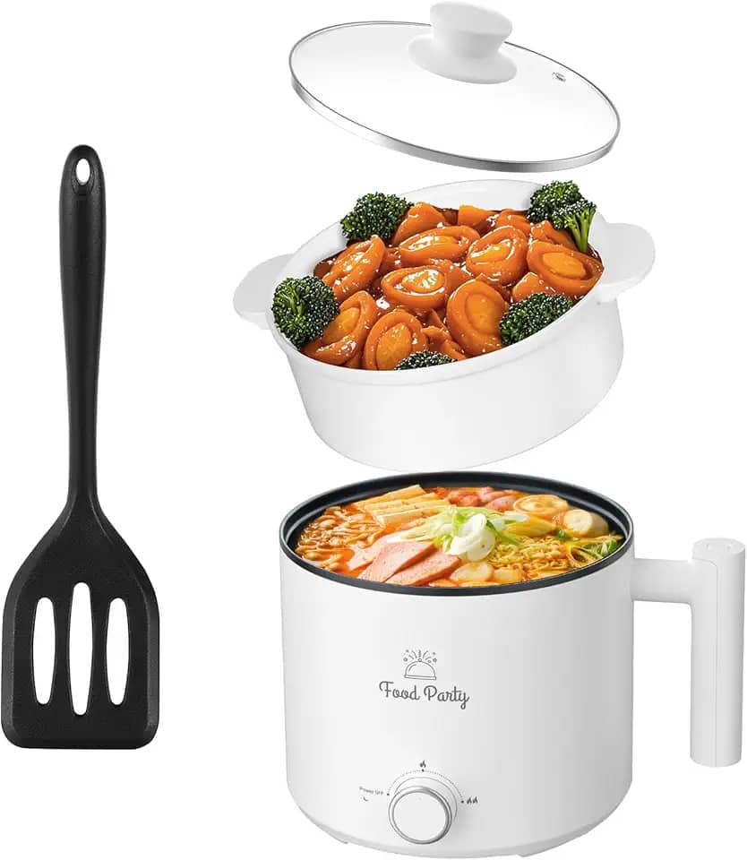 Food Party Panela elétrica Hot Pot para cozinhar panela de ramen 1,8 L College Dorm Room Essentials Mini Hotpot Shabu Shabu Panela de macarrão 110V antiaderente