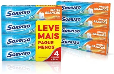 Sorriso Creme Dental Clareador Dentes Brancos 90g 4 unidades