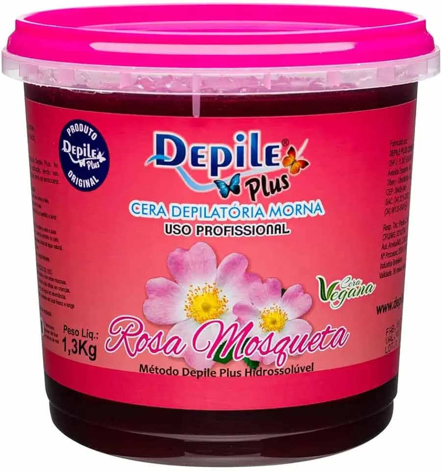 Cera Depilatória depilação Rosa Mosqueta Depile Plus, Uso Profissional, 1,3kg