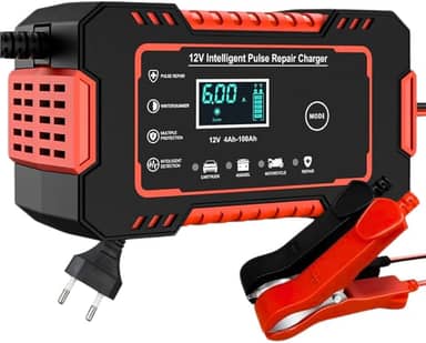 Carregador de Bateria Inteligente 12V Bivolt Para Carro Moto Caminhão Display Digital Proteção Contra Curto Sobrecarga e Superaquecimento Linha Premium Automotiva