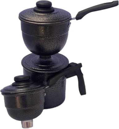 Cuscuzeira 2 em 1 Peitinho/Tetinha Alumínio Craquelado Preto – Cuscuz Nordestino Individual e Duas Porções – Panela a Vapor Tradicional Prática para Cuscuz Caseiro