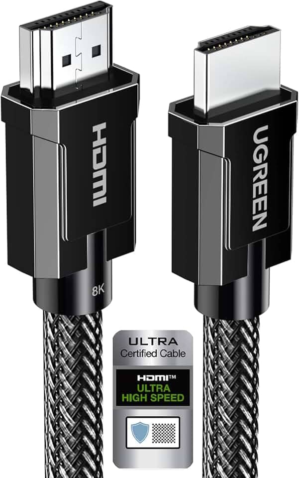 UGREEN Cabo 8K HDMI 2.1 certificado 6.6FT, cabo HDMI 10K de ultra alta velocidade 4K 240 Hz 48 Gbps HDCP 2.2 e 2.3 eARC HDR Dolby compatível para PS5 Xbox Series X Nintendo Switch Roku TV Lap