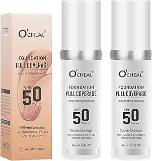 Domality Pacote com 2 bases que mudam de cor para pele madura, maquiagem de base líquida, protetor solar FPS 50, cobertura total de corretivo, capa hidratante para todos os tons de pele, matiz de pele