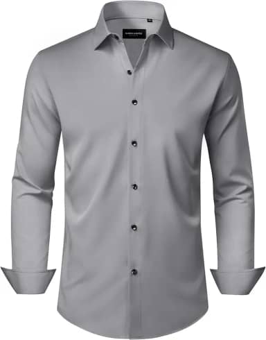Camisas sociais masculinas, sem rugas, elástica, lisa, manga comprida, abotoada, casamento, namoro