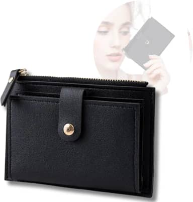 Carteira Feminina Porta Cartão bolso para moedas com zíper em Couro PU modelo pequeno, cartões de crédito, slim luxo.