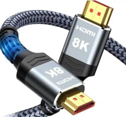Cabo HDMI 2.1 8K Ultra Rápido 48Gbps 2m | 4K/8K Ultra HD, HDR10, Dolby Vision, 120Hz, VRR, ALLM | Compatível com PS5, Xbox Series X, Apple TV 4K | Trançado Reforçado, Áudio e Vídeo Premium