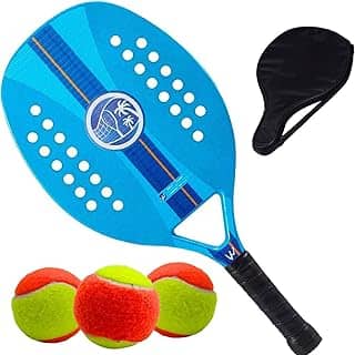 Kit Raquete Para Beach Tennis Profissional em Fibra Carbono Com Capa Protetora e 3 Bolinhas de Beach Tennis Para Iniciantes e Profissionais
