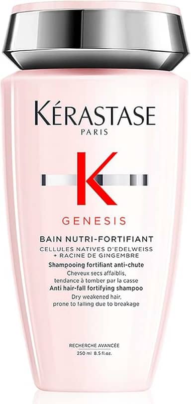 Kérastase Shampoo Genesis Bain Nutri-Fortifiant, Cabelos com queda, Cabelo grossos, Prevenção da queda, Flor de Edelweiss, Raiz de gengibre, 250 ml