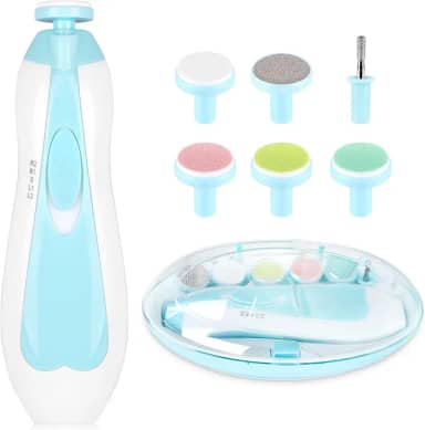 Aparador de unhas elétrico para bebês, cortador de unhas de bebê, lixa de unha 6 em 1, conjunto de manicure para bebês ou adultos (azul)