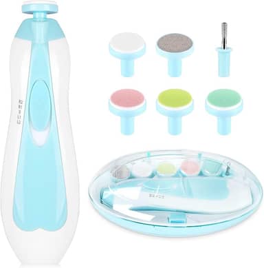 Aparador de unhas elétrico para bebês, cortador de unhas de bebê, lixa de unha 6 em 1, conjunto de manicure para bebês ou adultos (azul)